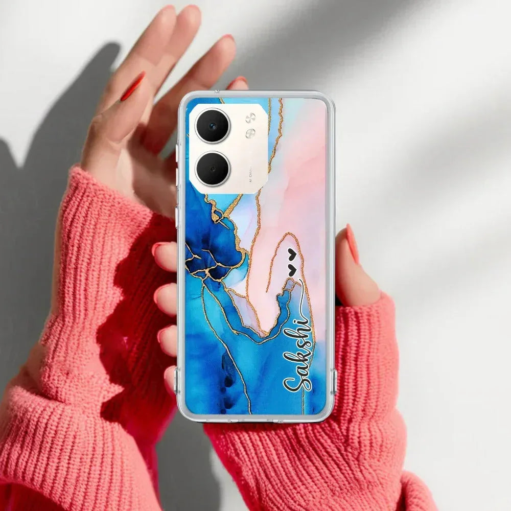 Blue Gradient Marble Customize Anti Yellow Case For Oppo A5X 5G