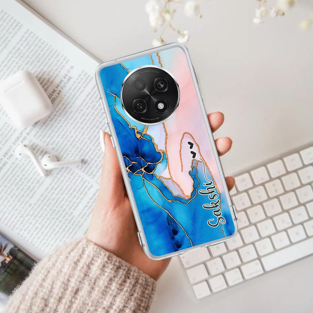 Blue Gradient Marble Customize Transparent Silicon Case For Oppo