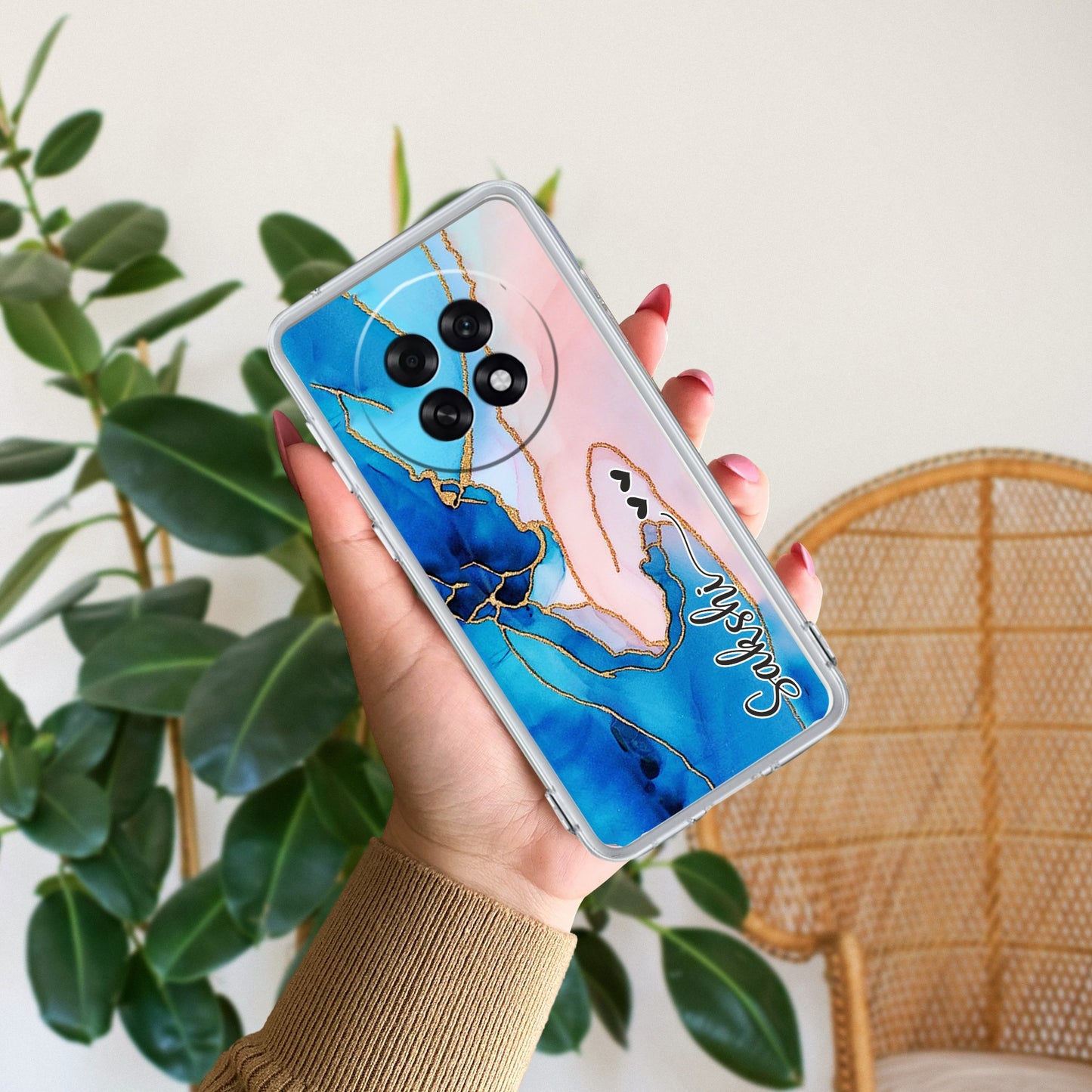 Blue Gradient Marble Customize Transparent Silicon Case For Oppo