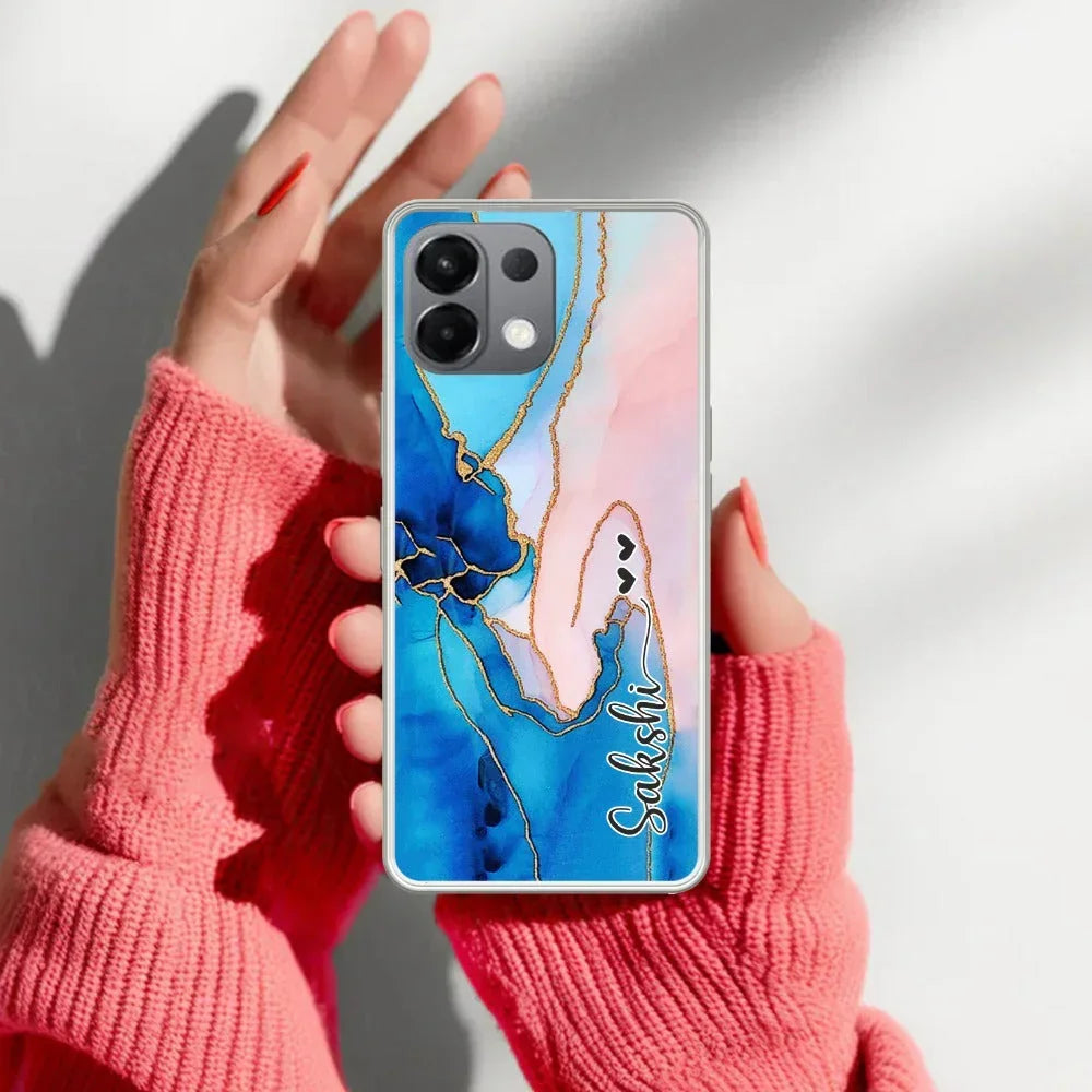 Blue Gradient Marble Customize Transparent Silicon Case For Oppo A3 Pro 5G