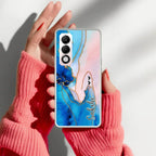 Blue Gradient Marble Customize Anti Yellow Case For Oppo K13x 5G
