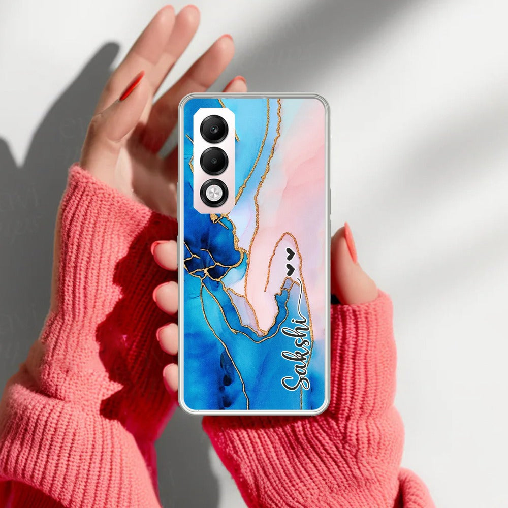 Blue Gradient Marble Customize Transparent Silicon Case For Oppo