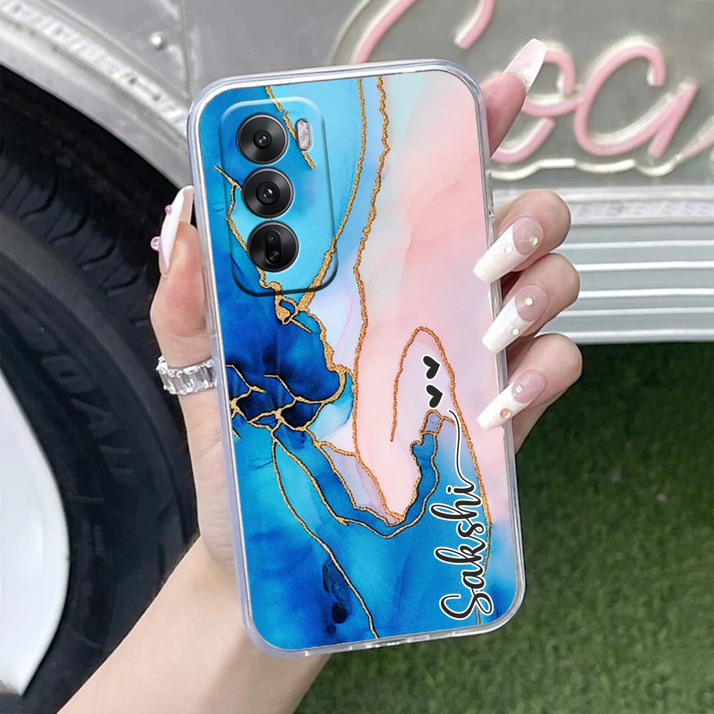 Blue Gradient Marble Customize Transparent Silicon Case For Oppo