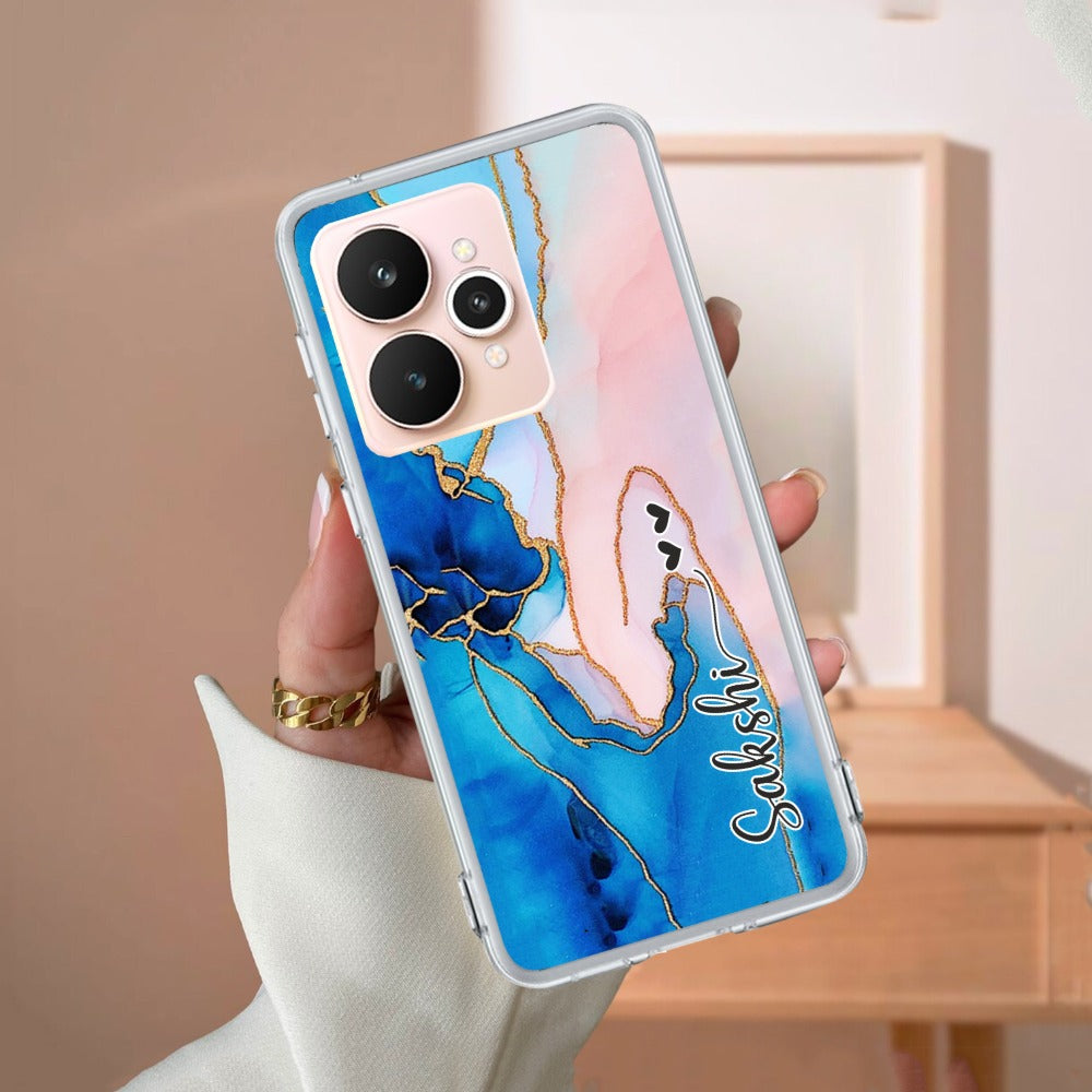 Blue Gradient Marble Customize Transparent Silicon Case Realme/Narzo