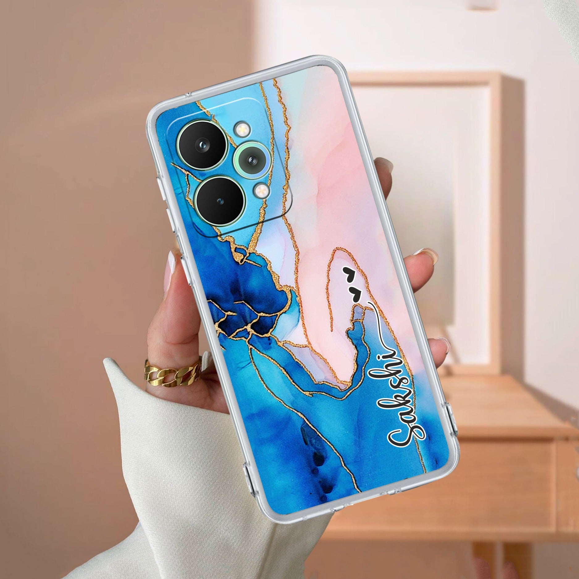 Blue Gradient Marble Customize Anti Yellow Case Realme/NarzoRealme 15 Pro 5G