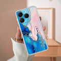 Blue Gradient Marble Customize Anti Yellow Case For Realme 15T 5G