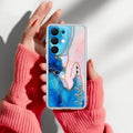 Blue Gradient Marble Customize Anti Yelllow Case For Realme 15X 5G