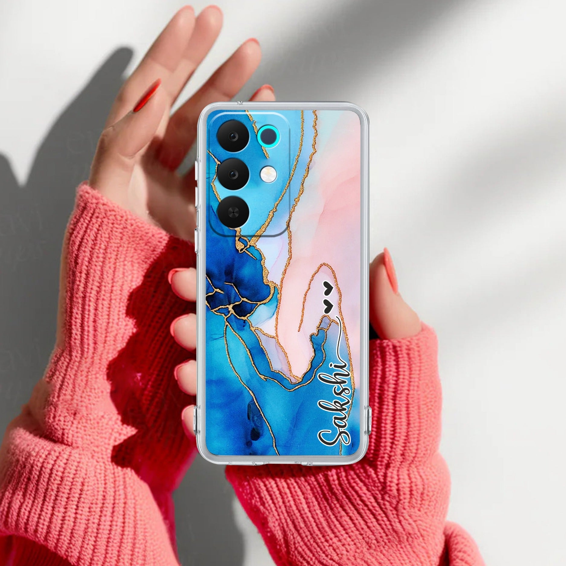 Blue Gradient Marble Customize Transparent Silicon Case Realme/NarzoRealme 15X 5G