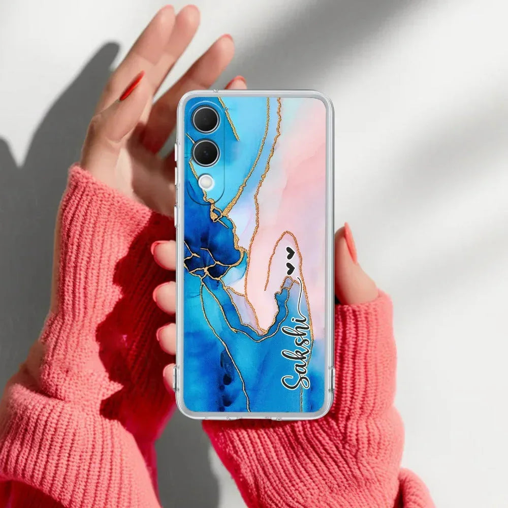 Blue Gradient Marble Customize Anti Yellow Case For Samsung Galaxy S25 Edge 5G