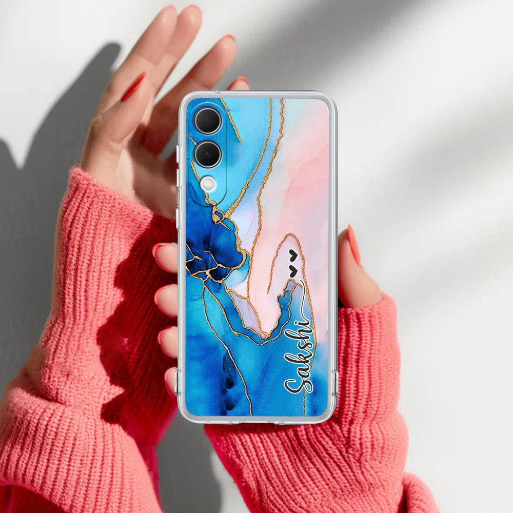 Blue Gradient Marble Customize Transparent Silicon Case For Samsung