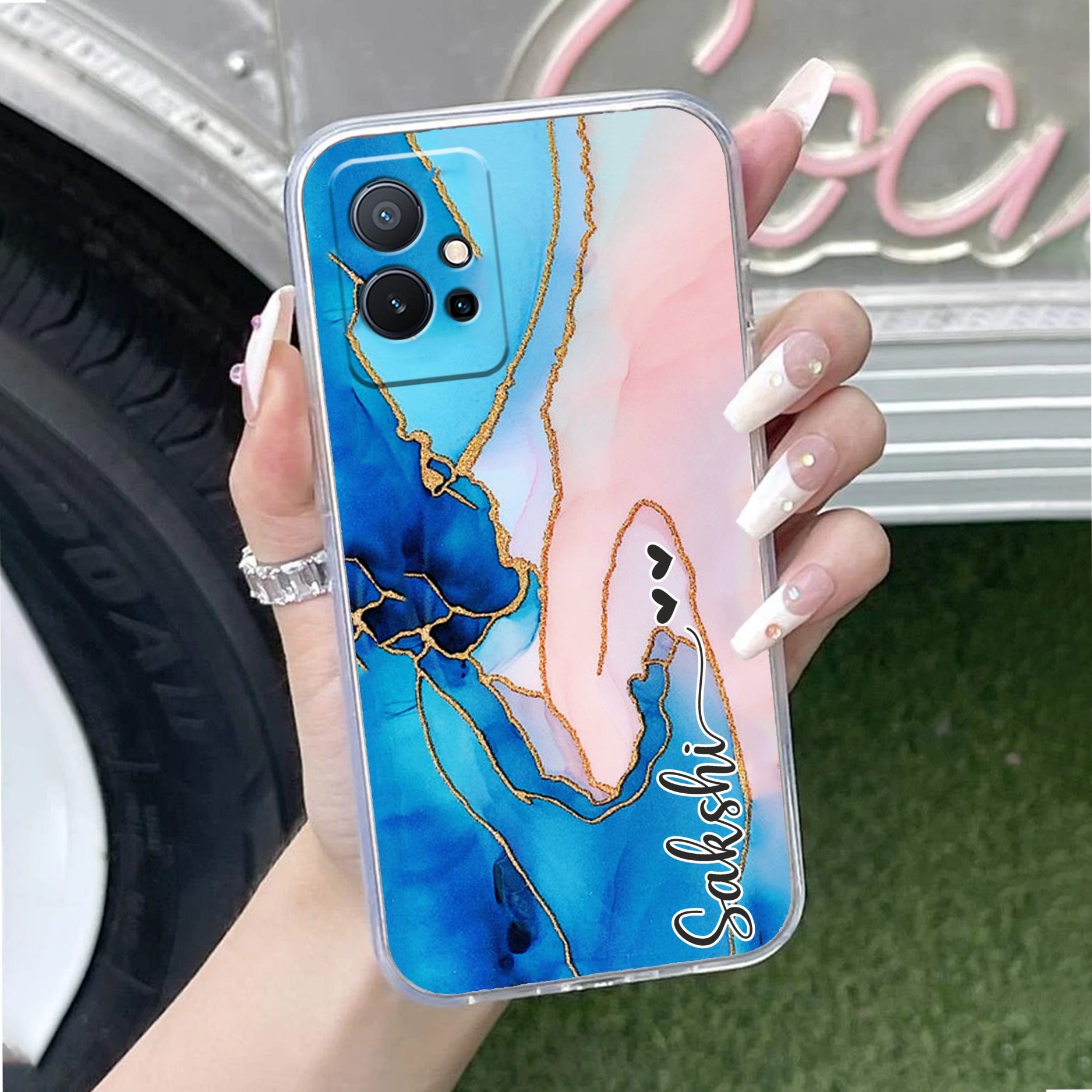 Blue Gradient Marble Customize Transparent Silicon Case For Vivo Y21 / Vivo Y21A / Vivo Y21E /Vivo Y21S/ Vivo Y21T