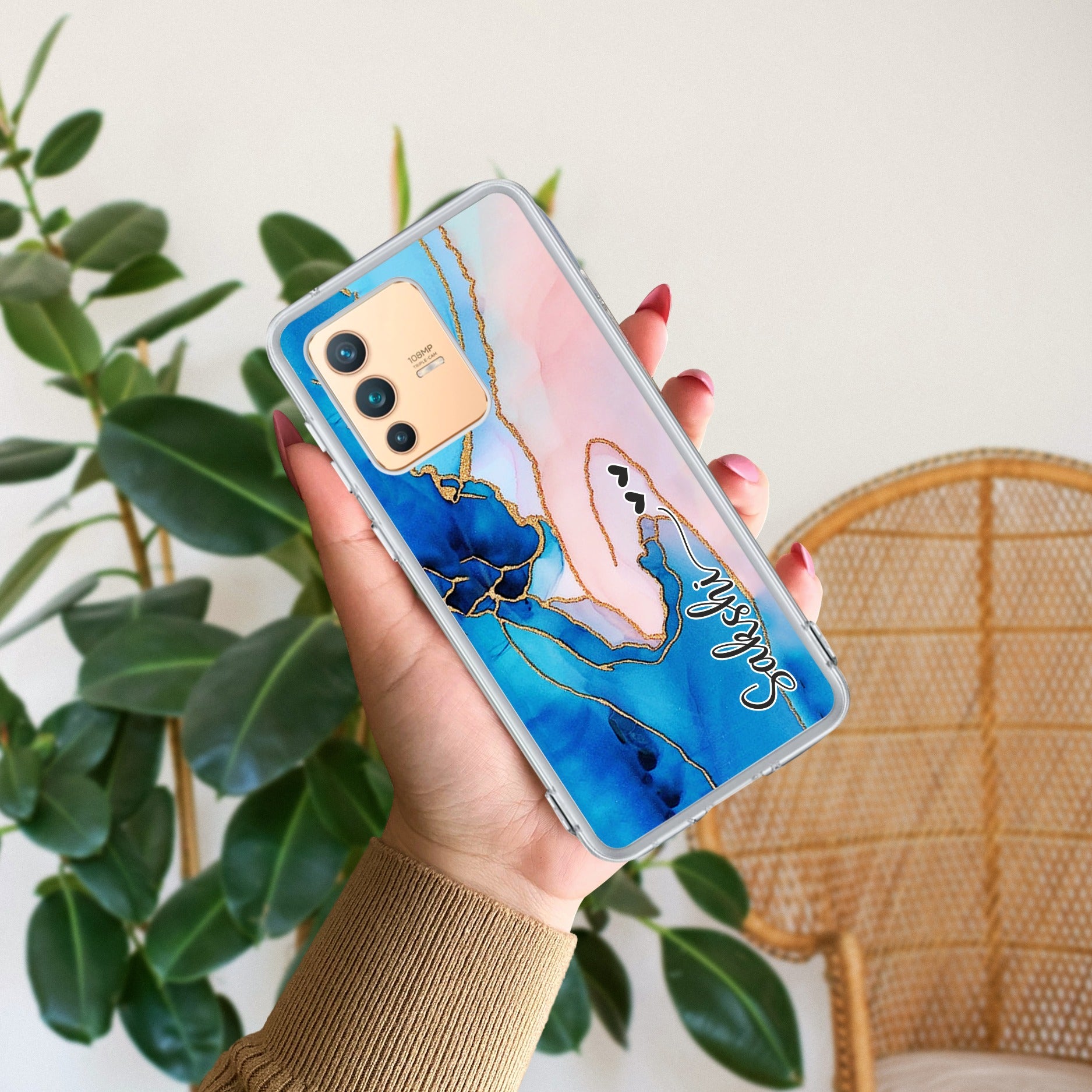 Blue Gradient Marble Customize Transparent Silicon Case For Vivo Y19e