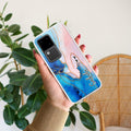 Blue Gradient Marble Customize Transparent Silicon Case For Vivo V30 5G