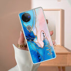 Blue Gradient Marble Customize Transparent Silicon Case For Vivo V50 5G