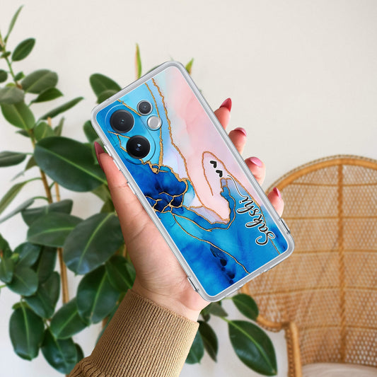 Blue Gradient Marble Customize Transparent Silicon Case For Vivo