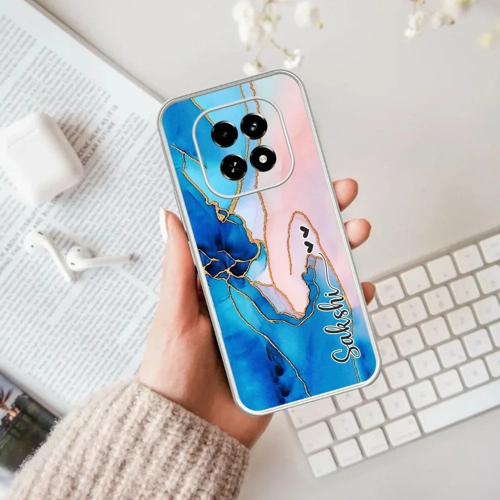 Blue Gradient Marble Customize Transparent Silicon Case Realme/NarzoRealme 12X 5G