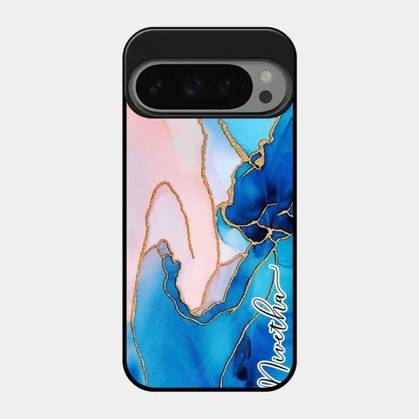 Blue Marble Glossy Metal Case Cover For Google Pixel 9 Pro 5G