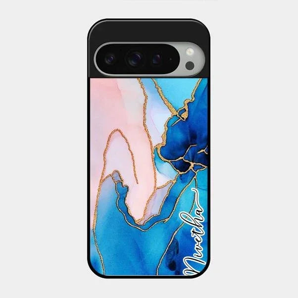 Blue Marble Glossy Metal Case Cover For Google Pixel 9 Pro Xl
