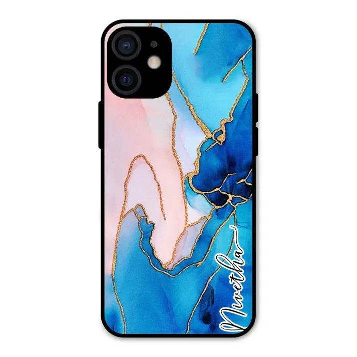 Blue Marble Glossy Metal Case Cover For iPhone 12 mini