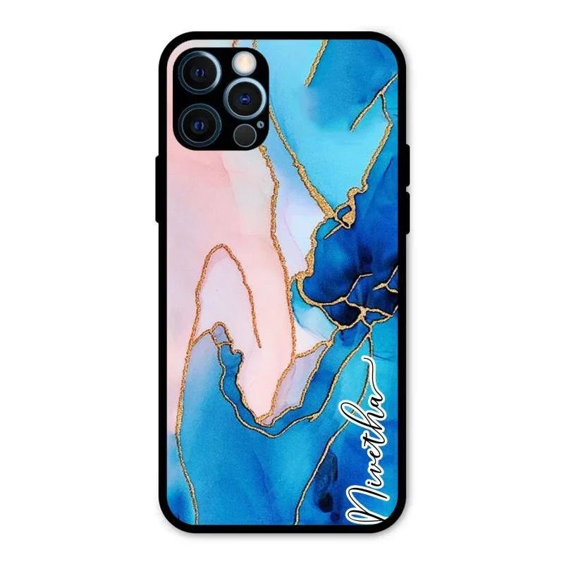 Blue Marble Glossy Metal Case Cover For iPhone 12 Pro