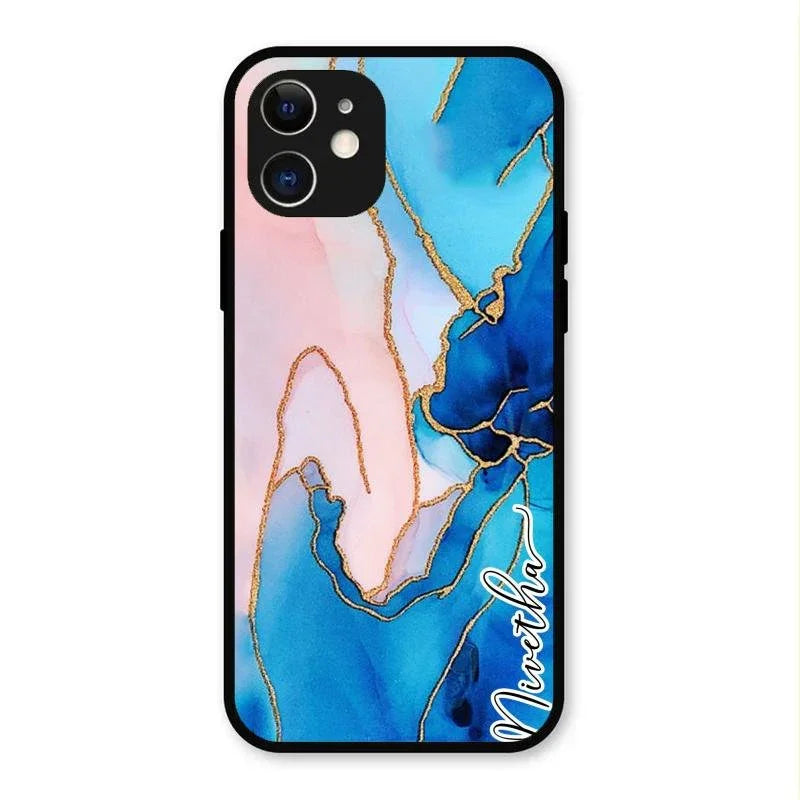 Blue Marble Glossy Metal Case Cover For iPhone 12