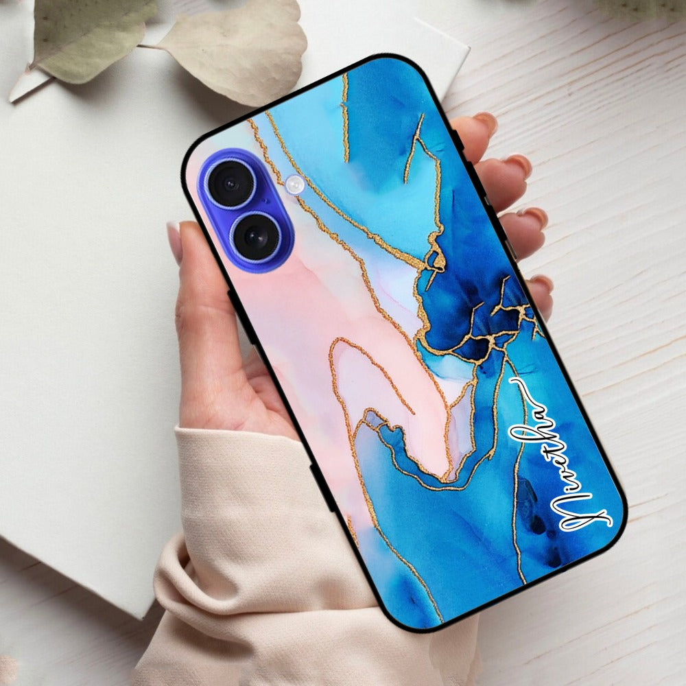 Blue Marble Glossy Metal Case Cover For iPhone