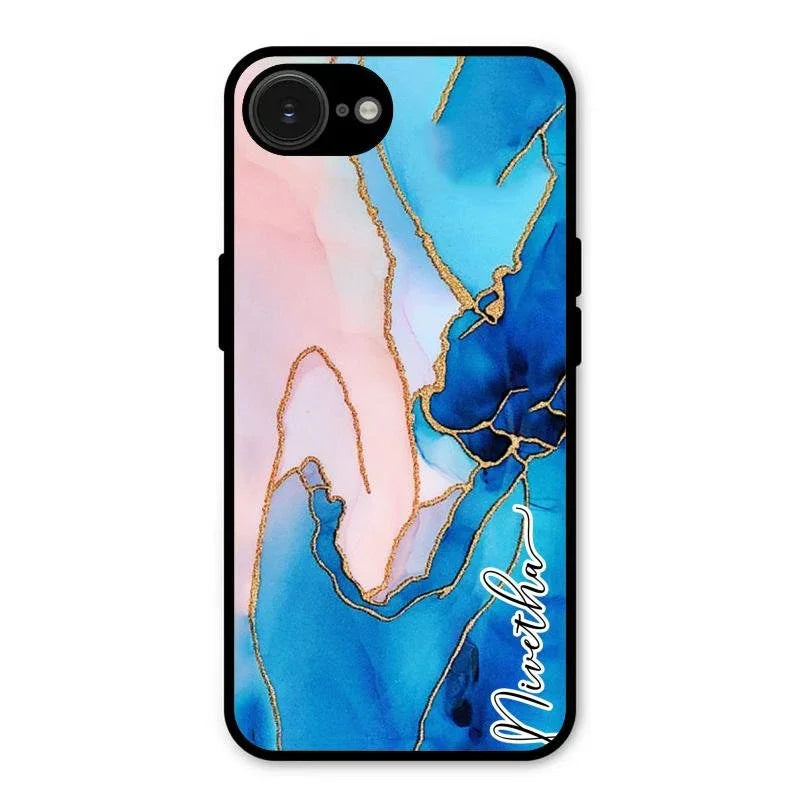 Blue Marble Glossy Metal Case Cover For iPhone 16e