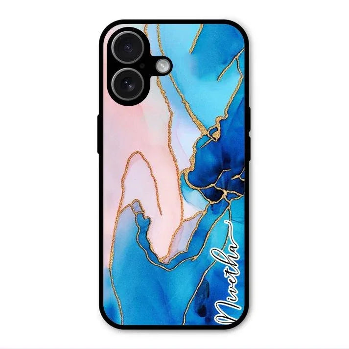 Blue Marble Glossy Metal Case Cover For iPhone 17
