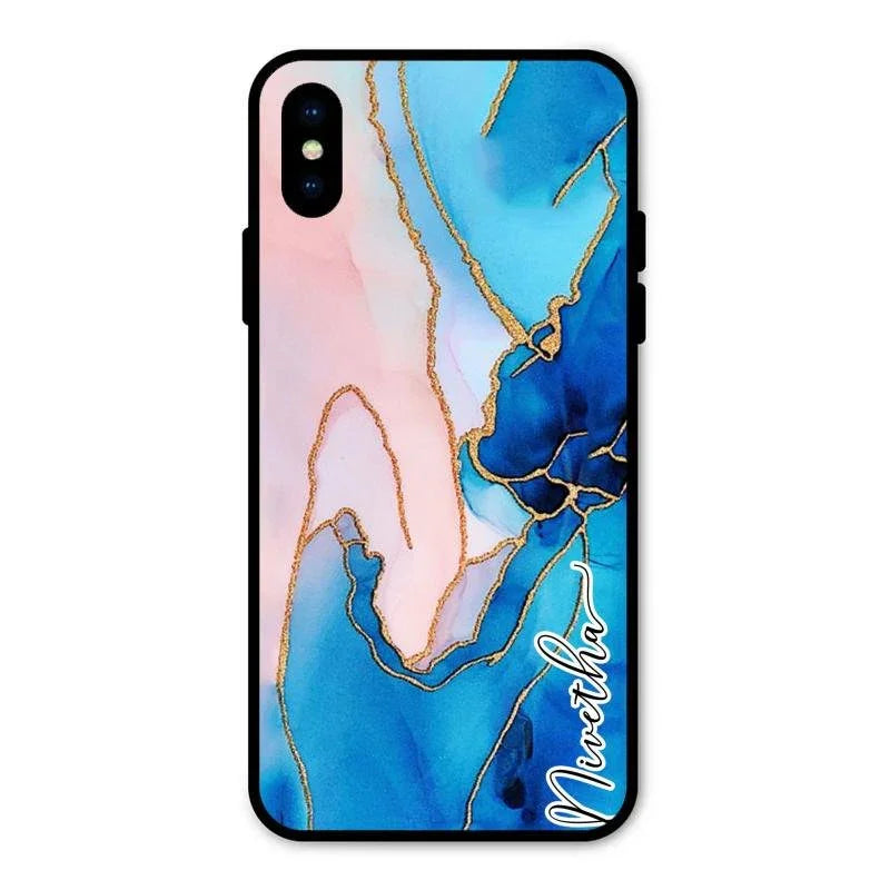 Blue Marble Glossy Metal Case Cover For iPhone XS