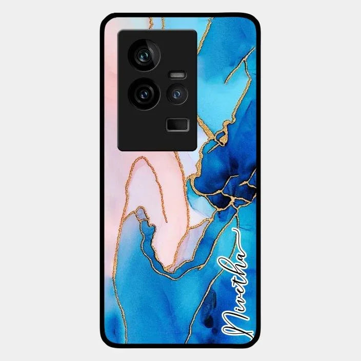 Blue Marble Glossy Metal Case Cover For Iqoo 11 5G