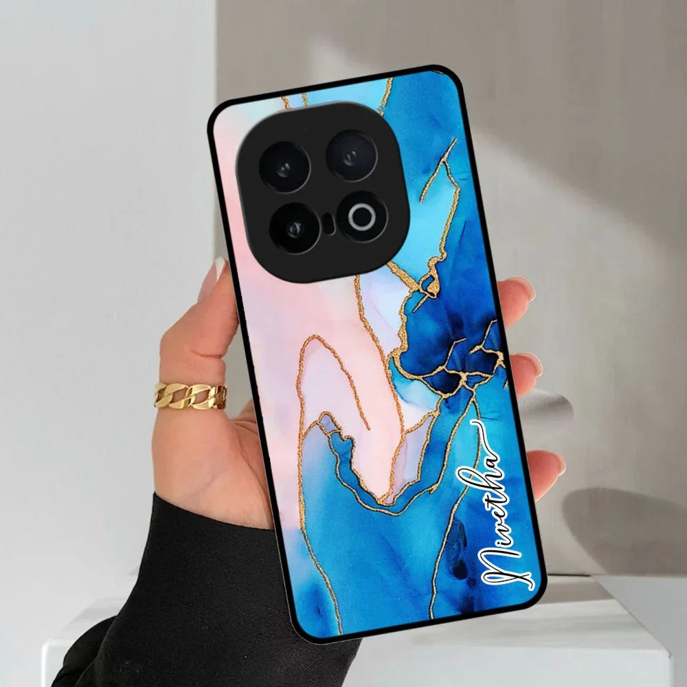 Blue Marble Glossy Metal Case Cover For iQOO - ShopOnCliQ