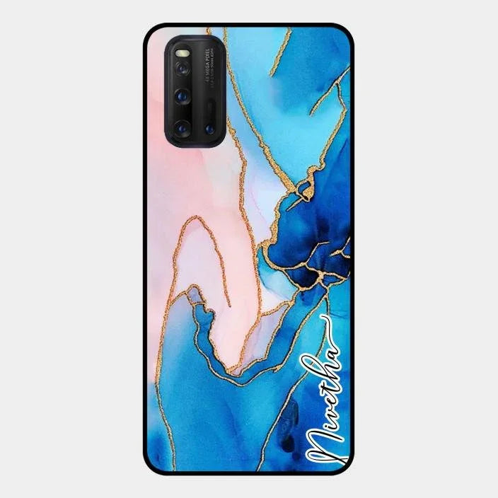 Blue Marble Glossy Metal Case Cover For Iqoo 3 5G