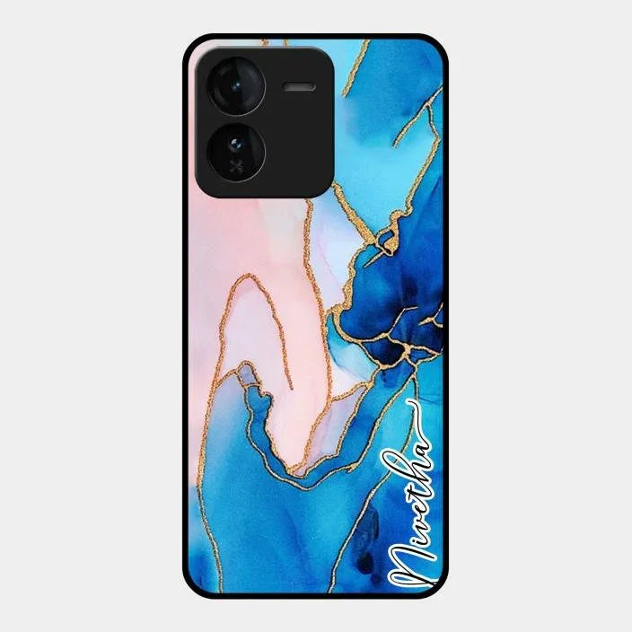 Blue Marble Glossy Metal Case Cover For Iqoo Z9 5G