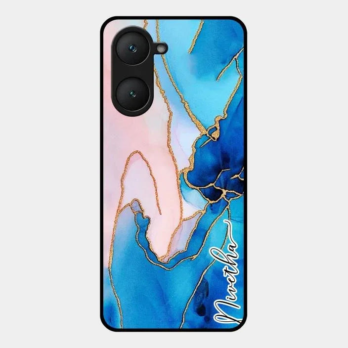 Blue Marble Glossy Metal Case Cover For Iqoo Z9 Lite 5G