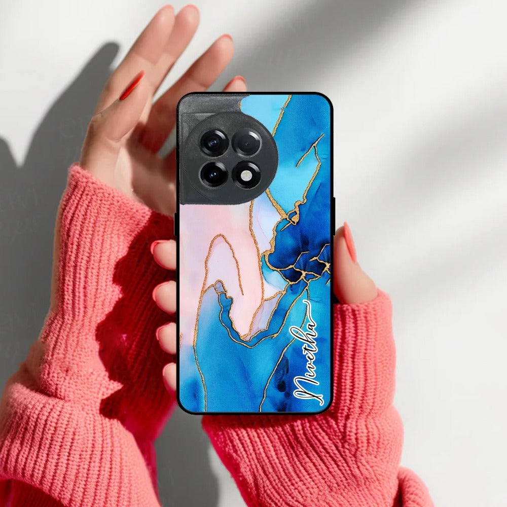 Blue Marble Glossy Metal Case Cover For OnePlus