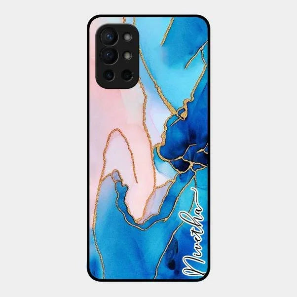 Blue Marble Glossy Metal Case Cover For Oneplus 9R 5G