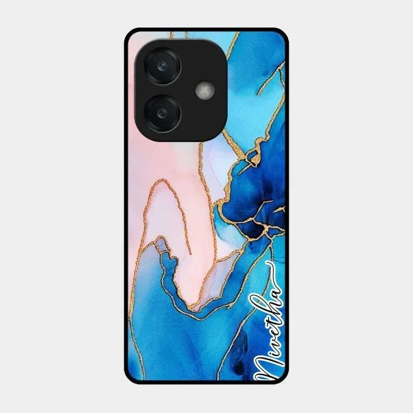 Blue Marble Glossy Metal Case Cover For Oppo A3X 5G