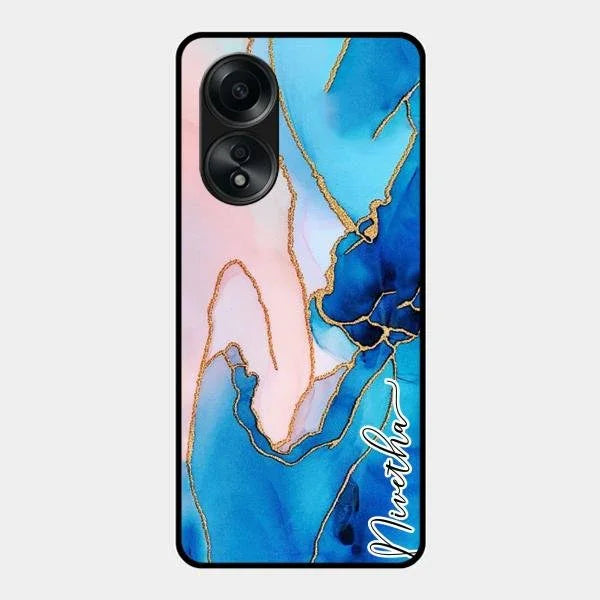 Blue Marble Glossy Metal Case Cover For Oppo A58