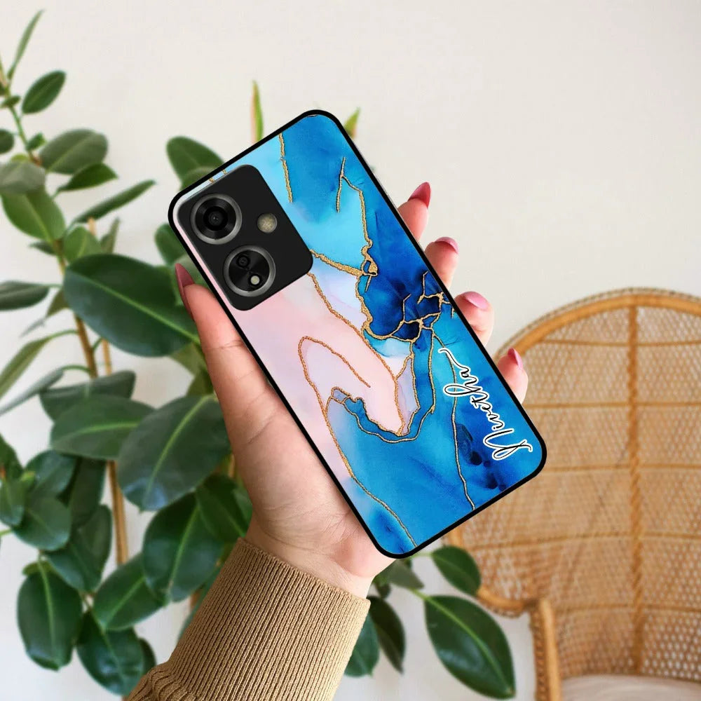 Blue Marble Glossy Metal Case Cover For Oppo - ShopOnCliQ