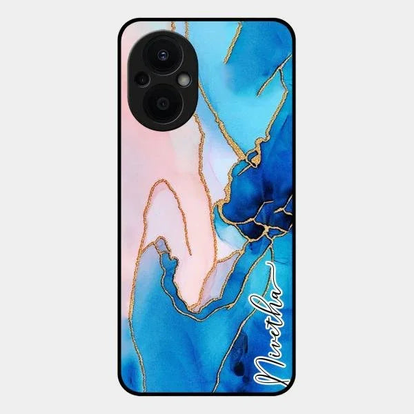 Blue Marble Glossy Metal Case Cover For Oppo F21 Pro 5G