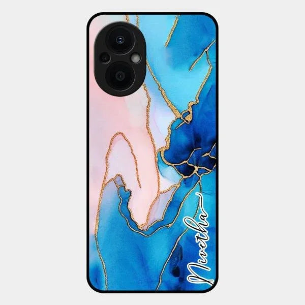 Blue Marble Glossy Metal Case Cover For Oppo F21S Pro 5G