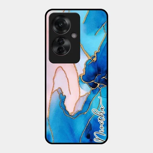 Blue Marble Glossy Metal Case Cover For Oppo F25 Pro 5G