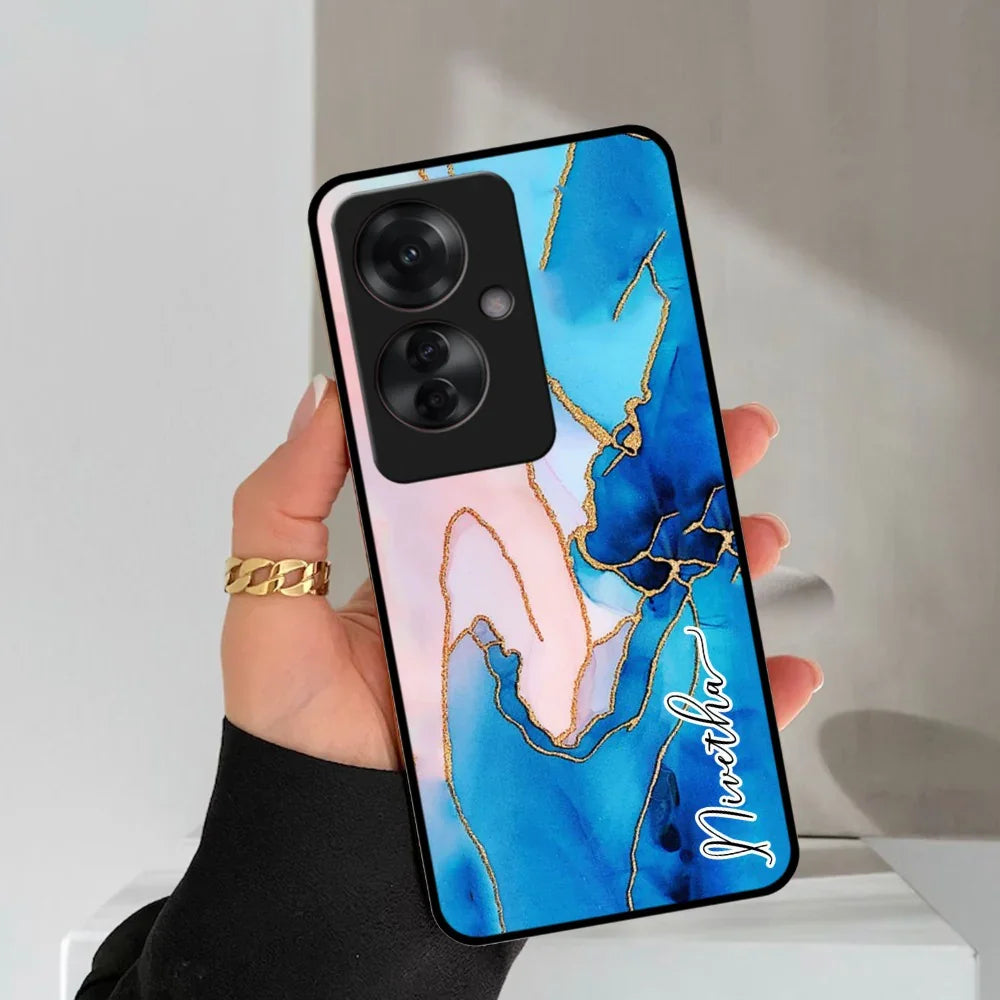 Blue Marble Glossy Metal Case Cover For Oppo - ShopOnCliQ