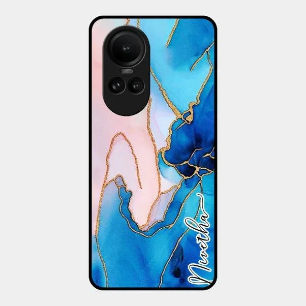Blue Marble Glossy Metal Case Cover For Oppo Reno 10 Pro 5G