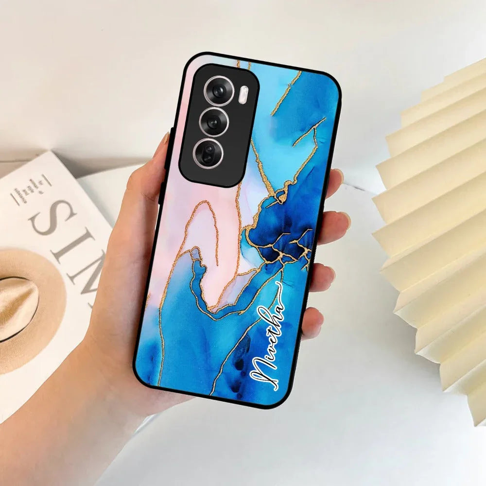 Blue Marble Glossy Metal Case Cover For Oppo - ShopOnCliQ