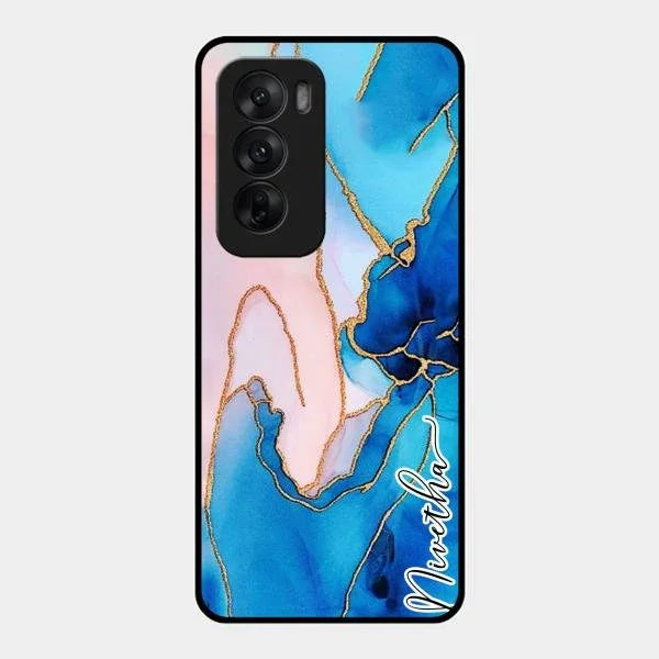 Blue Marble Glossy Metal Case Cover For Oppo Reno 12 5G
