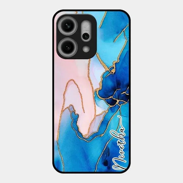 Blue Marble Glossy Metal Case Cover For Oppo Reno 14 Pro 5G