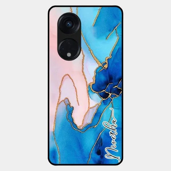 Blue Marble Glossy Metal Case Cover For Oppo Reno 8T 5G