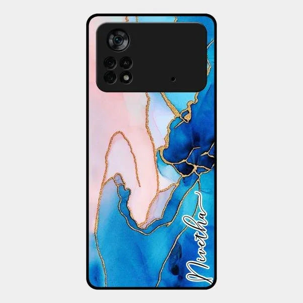 Blue Marble Glossy Metal Case Cover For Poco X4 Pro 5G