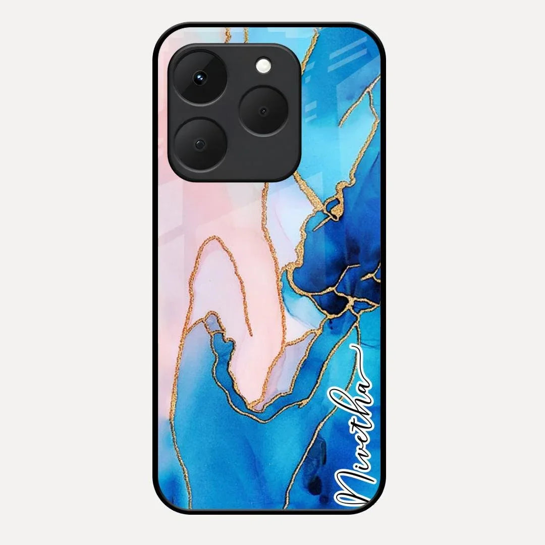 Blue Marble Glossy Metal Case Cover For Realme 15T 5G